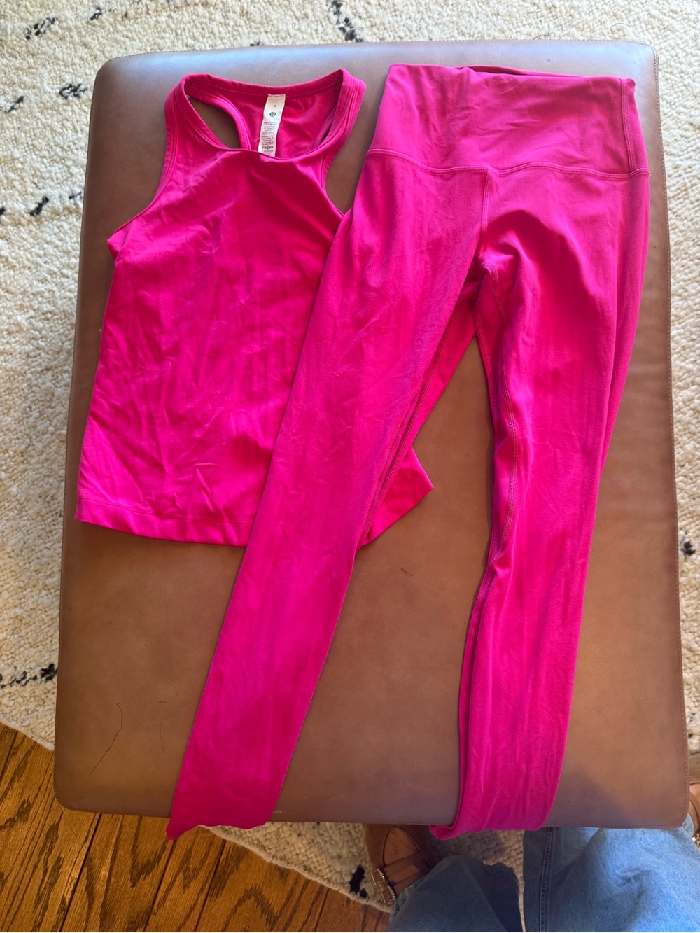 Lululemon Women's Hot Pink Active Leggings and Tank Set